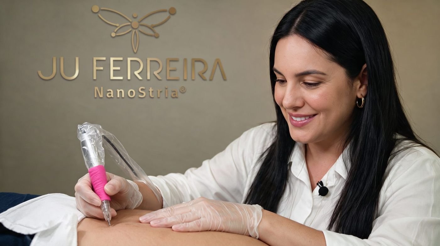 Juliana Ferreira aplicando a técnica NanoStria